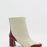 Ludivine heeled ankle boots in off white/wine leather womens shoes