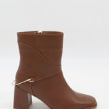 Amanda heeled ankle boot in tan leather women's shoes