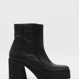 Agathe platform ankle boots in black leather women shoes