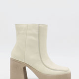 Agathe platform ankle boots in off white leather women shoes