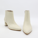 Aurlene ankle booties in ivory/croc embossed leather