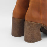 Agathe platform ankle boots in cognac leather women's shoes