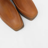 Agathe platform ankle boots in cognac leather women's shoes