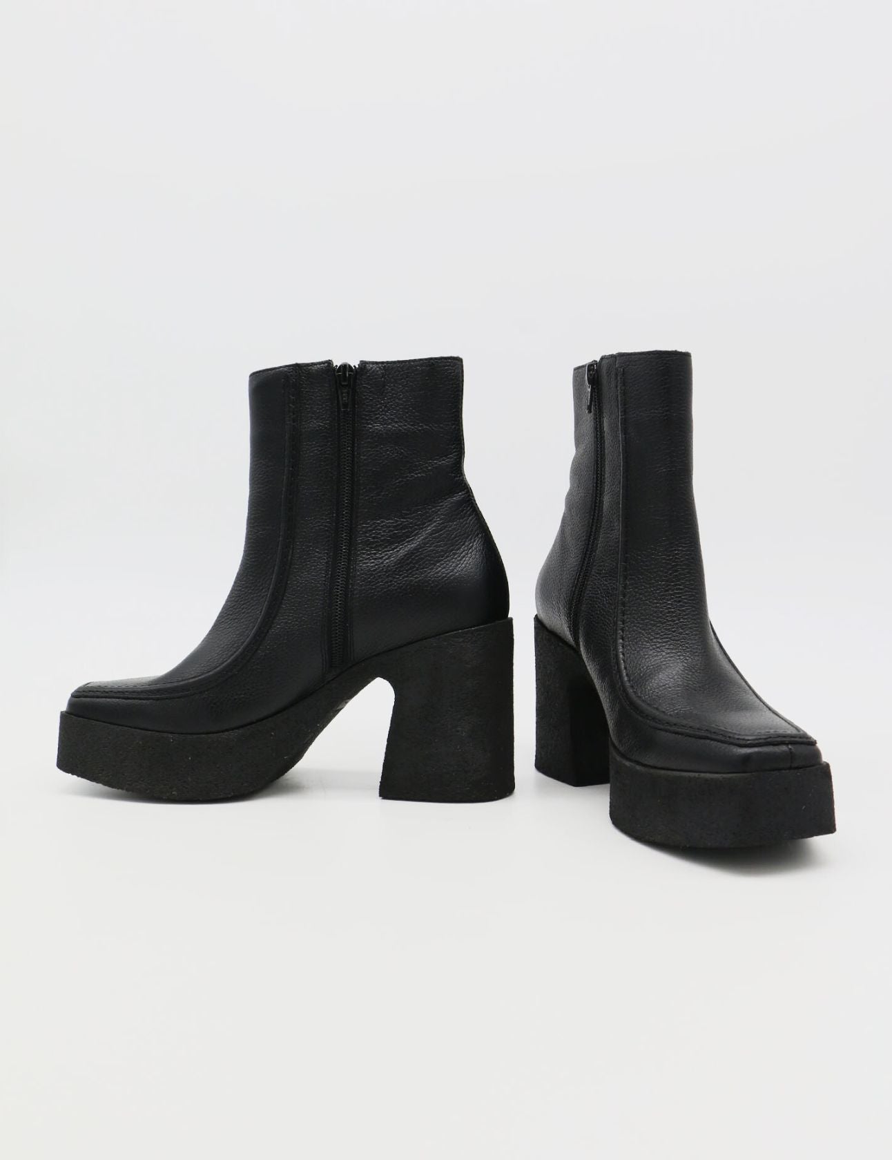Agathe platform ankle boots in black leather women's shoes
