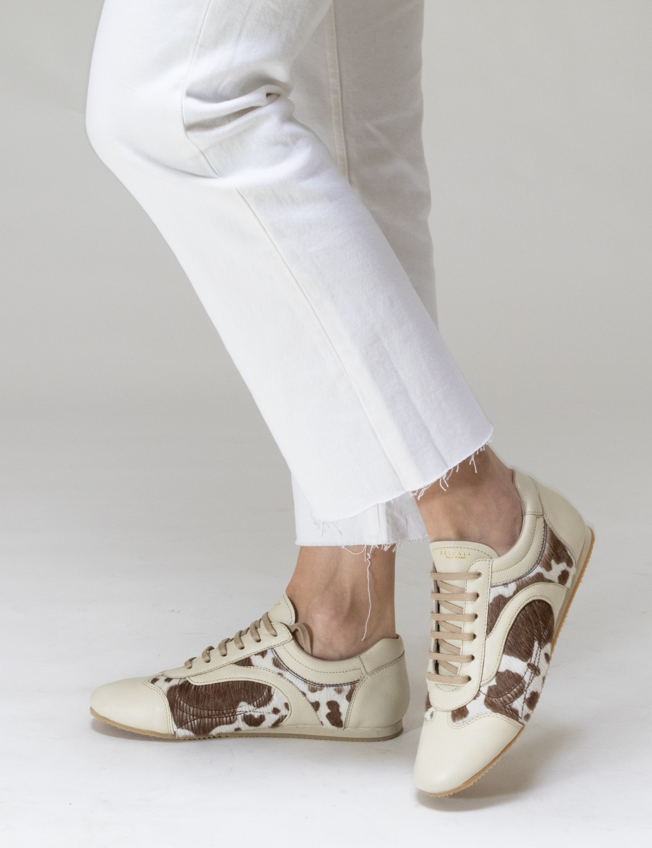 Stivali Agiata essential sneakers in ivory leather x tan cowhide women's shoes