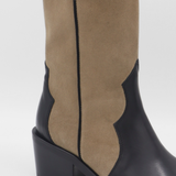 Stivali Agiatezza western boots in black leather x mocha suede
