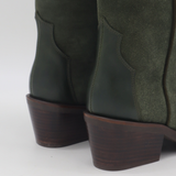 Stivali Agiatezza western boots in olive leather x suede