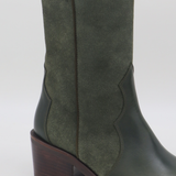 Stivali Agiatezza western boots in olive leather x suede