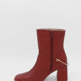 Amanda heeled ankle boot in red leather women's shoes