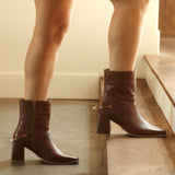 Amanda heeled ankle boot in tan leather women's shoes