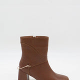 Amanda heeled ankle boot in tan leather women's shoes