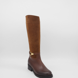 Amarise western boot in brown suede leather