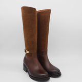 Amarise western boot in brown suede leather