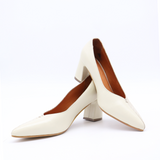 Antoinette block heel pumps in off white leather womens shoes