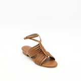 Aphrodita braided crochet sandals in tan leather women shoes