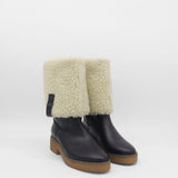 Aspen tall 2-in-1 convertible boots in black upper leather and shearling lining womens shoes