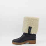 Aspen tall 2-in-1 convertible boots in black upper leather and shearling lining womens shoes