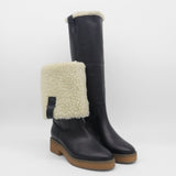 Aspen tall 2-in-1 convertible boots in black upper leather and shearling lining womens shoes