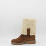 Aspen tall 2-in-1 convertible boots in brown upper suede and shearling lining womens shoes