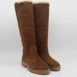 Aspen tall 2-in-1 convertible boots in brown upper suede and shearling lining womens shoes