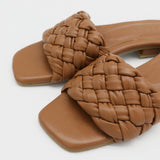 Athena braided crochet sandals in tan leather women shoes