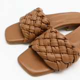 Athena braided crochet sandals in tan leather women shoes