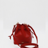 Authenticity cross body bucket bag in red rouje leather women's purse