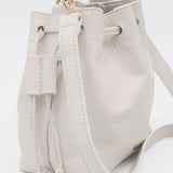 Authenticity cross body bucket bag in off white leather women's purse