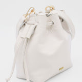 Authenticity cross body bucket bag in off white leather women's purse