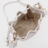 Authenticity cross body bucket bag in off white leather women's purse