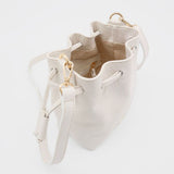 Authenticity cross body bucket bag in off white leather women's purse