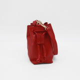 Authenticity cross body bucket bag in red rouje leather women's purse