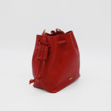 Authenticity cross body bucket bag in red rouje leather women's purse