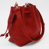 Authenticity cross body bucket bag in red rouje leather women's purse