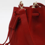 Authenticity cross body bucket bag in red rouje leather women's purse