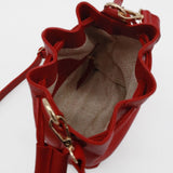 Authenticity cross body bucket bag in red rouje leather women's purse