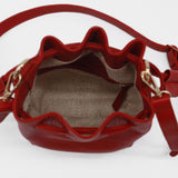 Authenticity cross body bucket bag in red rouje leather women's purse