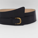 Avery wide corset black leather women's belt