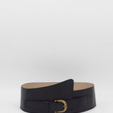 Avery wide corset black leather women's belt