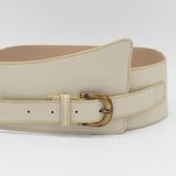 Avery wide corset ivory leather women's belt