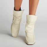 Awakening ankle boots in off white leather laces womens shoes