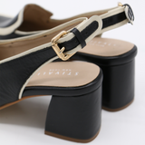 Bambina heeled mules in black/ivory leather
