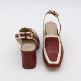 Bambina heeled mules in wine leather