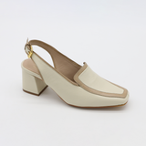 Bambina heeled mules in off white leather womens shoes