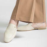 Bond slip on mules in off white leather womens shoes