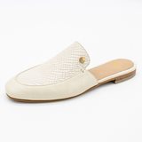 Bond slip on mules in off white leather womens shoes