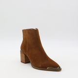 Burningman western inspired ankle boots in tan caramel suede