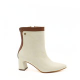 Cerise heeled ankle booties in off white/tan leather womens shoes