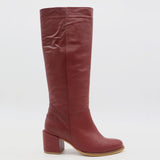 Cleo knee-high block heel boots in red leather women's shoe