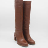 Cleo knee-high block heel boots in brown leather women's shoes